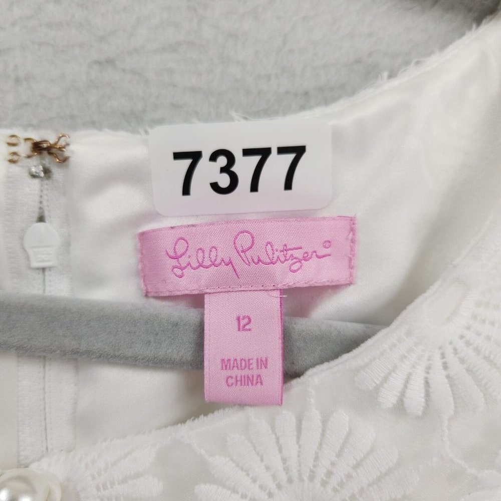 Lilly Pulitzer Dress Womens 12 Resort White Nicci Pinwheel Organza Floral Lace - Picture 11 of 16